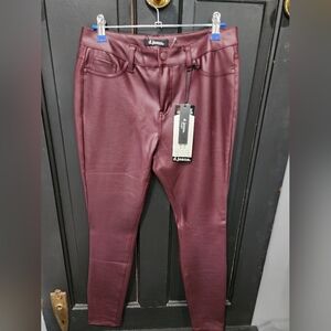 d. jeans Burgundy Faux Leather Pants